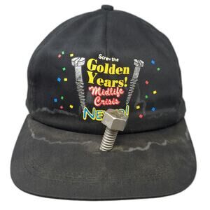 Papel Giftware 5 Panel Black Novelty Screw Midlife Crisis Snapback Hat Vintage